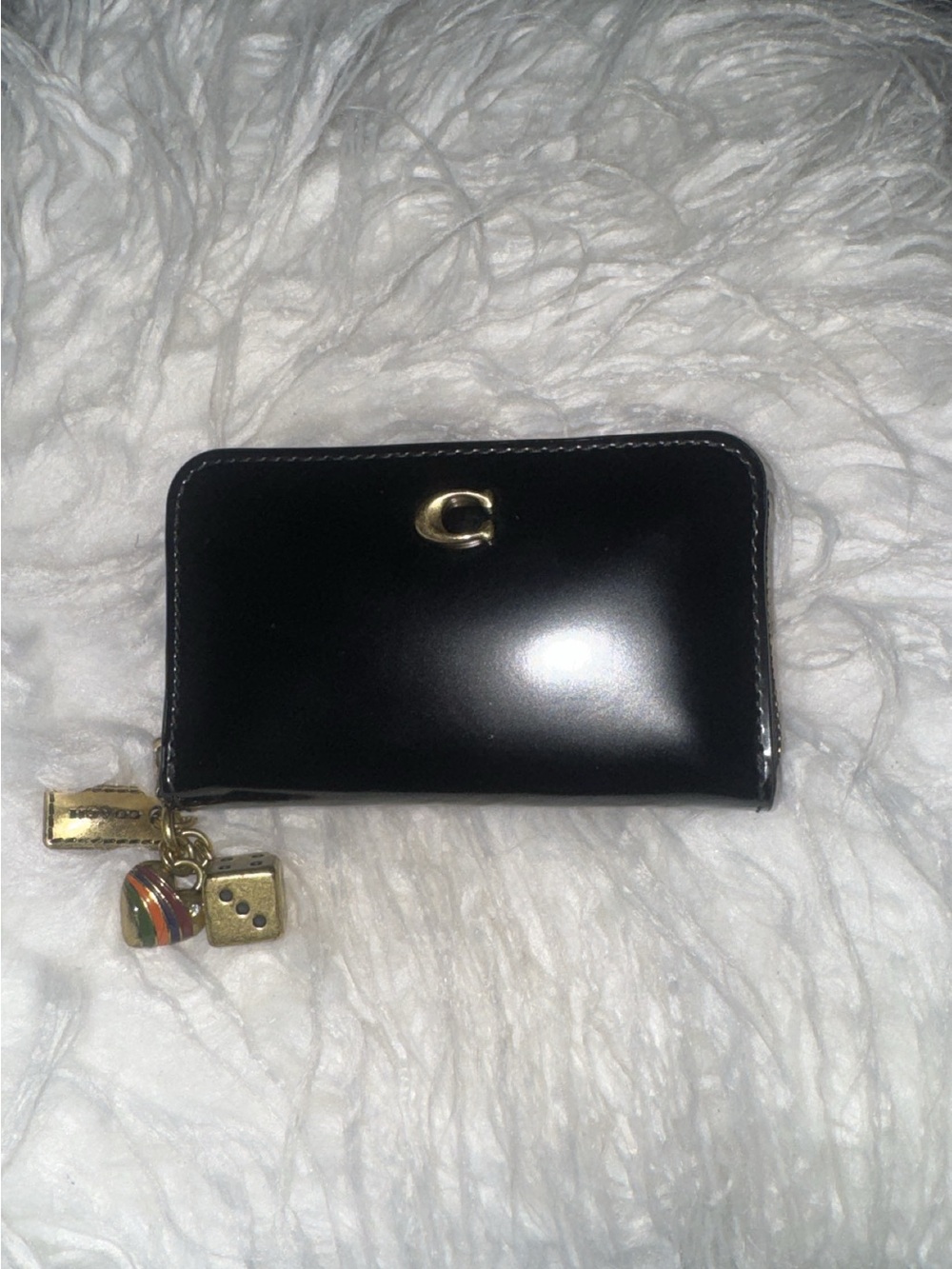 Coach Spazzolato Leather Zip Card Case with Charms